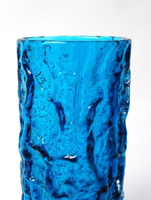 Lot 69 - WHITEFRIARS - MID CENTURY KINGFISHER BLUE BARK STUDIO GLASS VASE