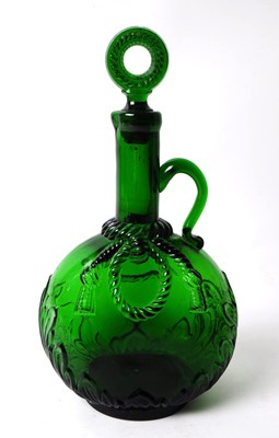 Lot 71 - VICTORIAN 19TH CENTURY GREEN GLASS WINE DECANTER