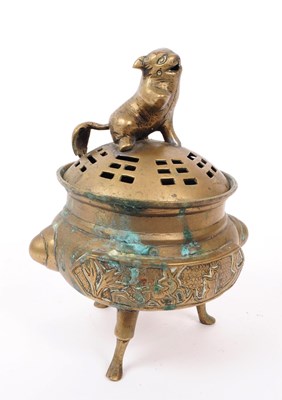 Lot 270 - EARLY 20TH CENTURY BRASS CHINESE CENSER INCENSE BURNER