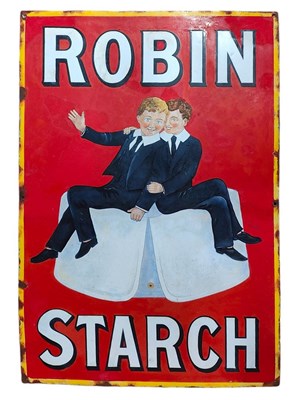 Lot 105 - ROBIN STARCH - 1910 PORCELAIN ENAMEL SHOP SIGN