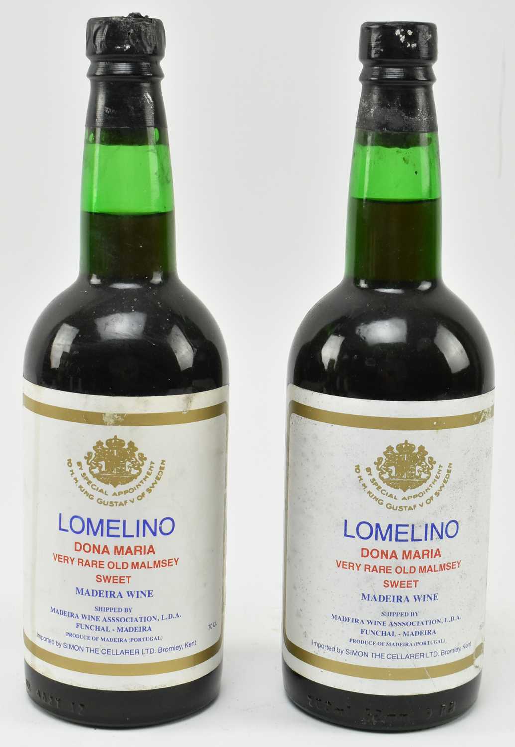 Lot 199 - TWO LOMELINO DONA MARIA VERY RARE OLD MALMSEY SWEET MADEIRA WINE