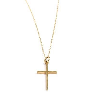 Lot 220 - HALLMARKED 9CT GOLD CROSS PENDANT NECKLACE