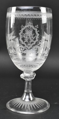 Lot 55 - VICTORIAN 19TH CENTURY ENGRAVED GLASS WINE CHALICE