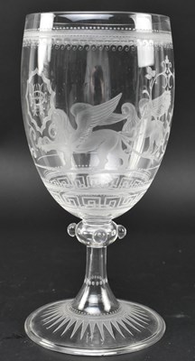 Lot 55 - VICTORIAN 19TH CENTURY ENGRAVED GLASS WINE CHALICE