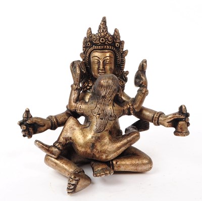 Lot 263 - TIBETAN BUDDHIST YAB YUM FIGURE