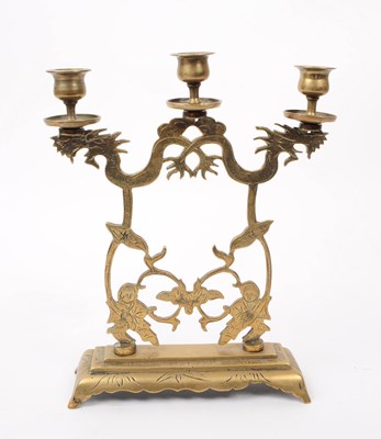 Lot 274 - 1920S CHINESE BRASS CANDELABRA