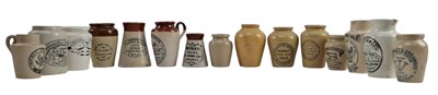 Lot 201 - VINTAGE ADVERTISING. COLLECTION OF FIFTEEN STONEWARE CREAM JUGS, NAMED