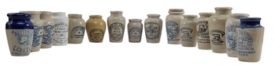 Lot 214 - COLLECTION OF 15 STONEWARE CREAM JUGS, NAMED