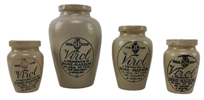 Lot 221 - VIROL BONE MARROW. FOUR 19TH CENTURY STONEWARE GRADUATING POTS