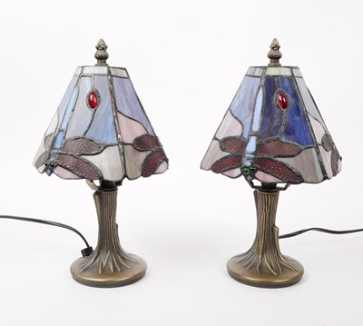 Lot 278 - PAIR OF 20TH CENTURY TIFFANY STYLE TABLE LAMPS