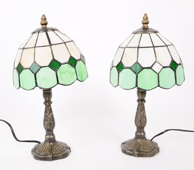 Lot 282 - PAIR OF 20TH CENTURY TIFFANY STYLE TABLE LAMPS