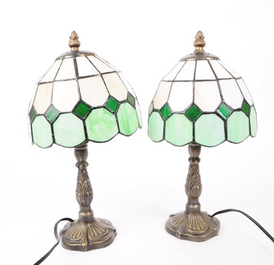 Lot 282 - PAIR OF 20TH CENTURY TIFFANY STYLE TABLE LAMPS