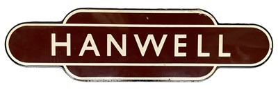 Lot 70 - RAILWAYANA - TOTEM ENAMEL SIGN FOR HANWELL RAILWAY STATION