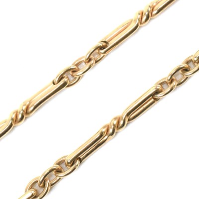 Lot 349 - HALLMARKED 9CT GOLD TWISTED BAR LINK CHAIN NECKLACE