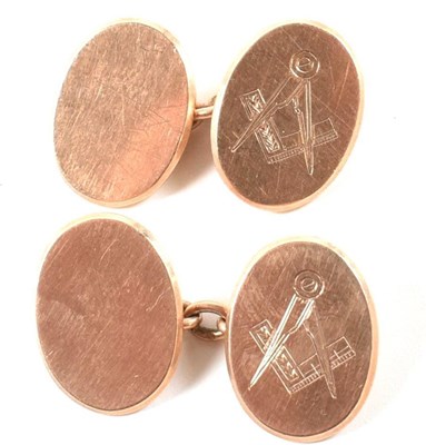 Lot 364 - EARLY 20TH CENTURY HALLMARKED 9CT GOLD MASONIC CUFFLINKS