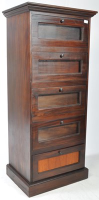 Lot 970 - 20TH CENTURY MAHOGANY PEDESTAL FIVE DRAWER SHOP CABINET