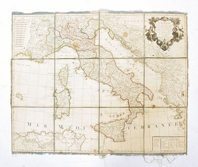 Lot 220 - EUROPE. 1802 FRENCH MAP OF ITALY BY DEZAUCHE BACKED ON LINEN