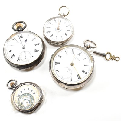 Lot 288 - FOUR SILVER OPEN FACED POCKET WATCHES