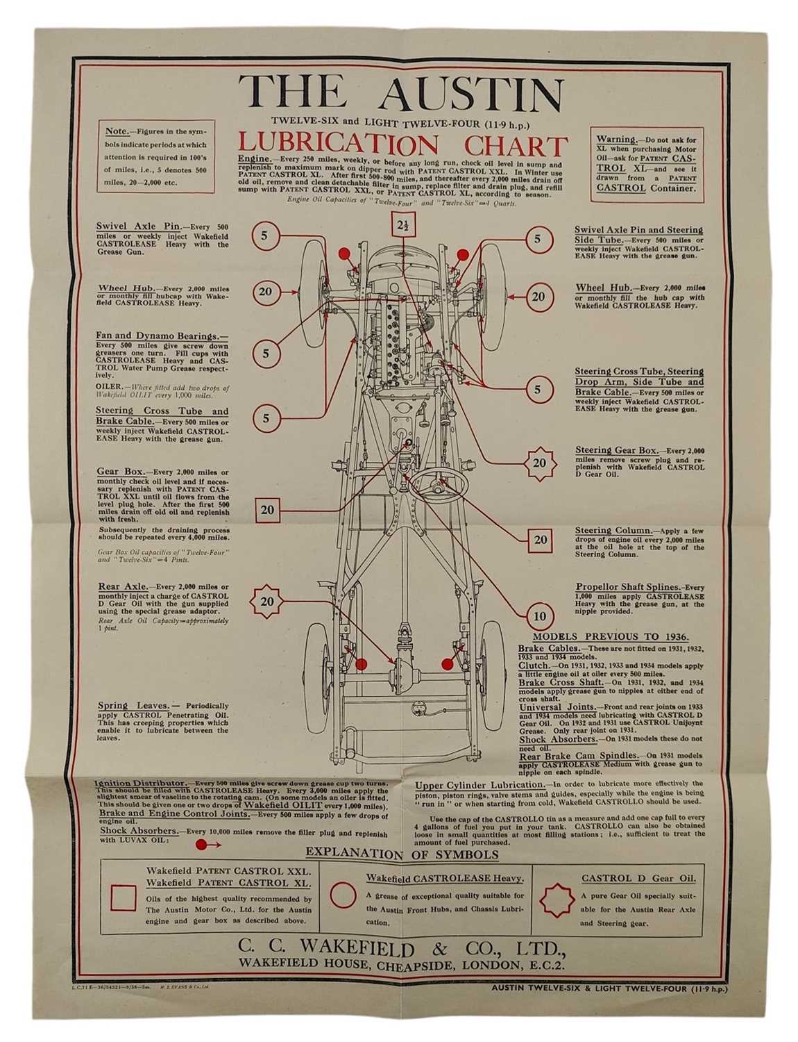 Lot 151 - THE AUSTIN - PAPER LUBRICATION CHART