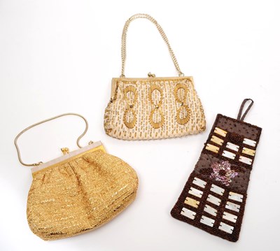 Lot 298 - THREE 1920S STYLE BEADED PURSES