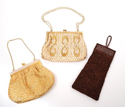 Lot 298 - THREE 1920S STYLE BEADED PURSES