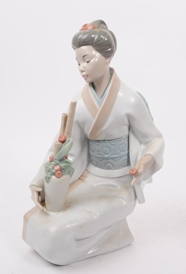 Lot 90 - NAO - LARGE HAND PAINTED PORCELAIN FIGURE OF KNEELING GEISHA