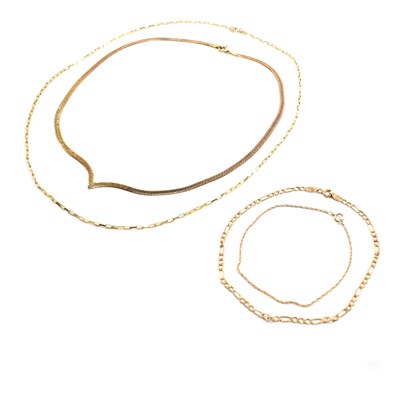 Lot 311 - TWO 9CT GOLD NECKLACES & TWO BRACELETS