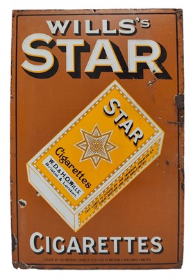 Lot 160 - EARLY 20TH CENTURY WILLS STAR CIGARETTES ENAMEL SIGN