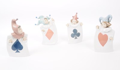 Lot 92 - NAO X LLADRO - SET OF FOUR HAND PAINTED PORCELAIN FIGURES OF CHILDREN JESTERS