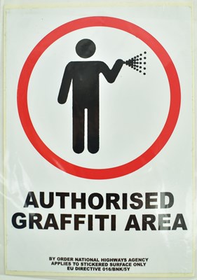 Lot 110 - STEVE LAZARIDES - "AUTHORISED GRAFFITI AREA" STICKER