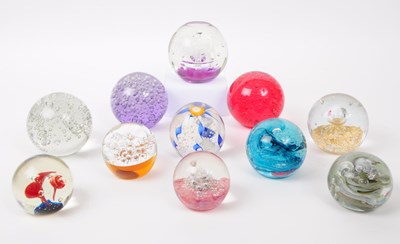 Lot 103 - ELEVEN VINTAGE BUBBLE CONTROL GLASS PAPERWEIGHTS