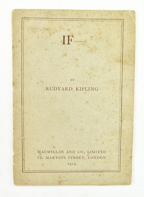 Lot 55 - KIPLING, RUDYARD. 1914 IF - SCARCE EARLY SEPARATE EDITION