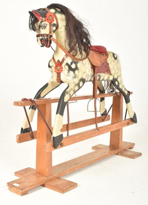 Lot 394 - BELIEVED HARRODS KNIGHTSBRIDGE - VICTORIAN DAPPLE GREY ROCKING HORSE