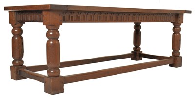 Lot 275 - LARGE 19TH CENTURY SOLID OAK REFECTORY DINING TABLE