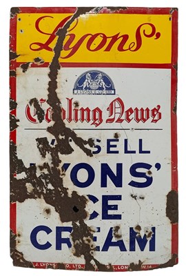 Lot 36 - LYONS' - 20TH CENTURY POINT OF SALE ENAMEL SIGN