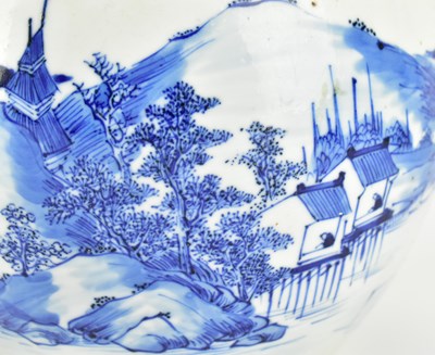 Lot 140 - PAIR OF BLUE AND WHITE JARDINERE PLANTER 清 青花山水人物花盆一对