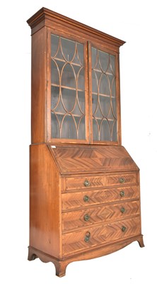 Lot 510 - 19TH CENTURY FIGURED WALNUT VENEERED BUREAU BOOKCASE