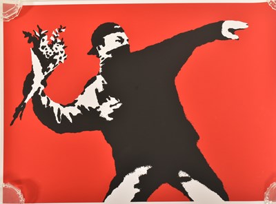 Lot 99 - WEST COUNTRY PRINCE - BANKSY ' LOVE IS IN THE AIR ' - NO. 408 / 500