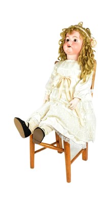 Lot 395 - DOLLS - REPRODUCTION GERMAN PORCELAIN DOLL