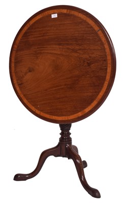 Lot 372 - GEORGE III SHERATON MAHOGANY & SATINWOOD TRIPOD TILT TOP TABLE