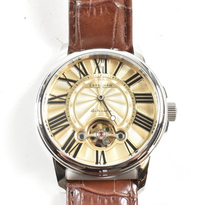 Lot 271 - EARNSHAW CONTEMPORARY STAINLESS STEEL & LEATHER WRISTWATCH