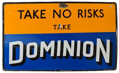 Lot 190 - DOMINION - LARGE POINT OF SALE ENAMEL ADVERTISING SIGN