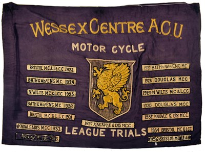 Lot 218 - AUTOMOBILIA - PRE WAR WESSEX CENTRE AUTO CYCLE UNION BANNER