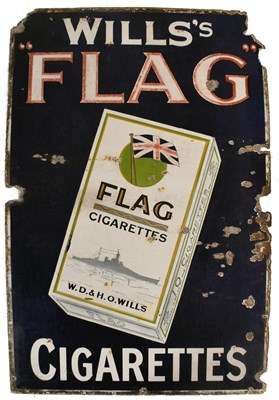 Lot 226 - EARLY 20TH CENTURY WILLS FLAG CIGARETTES ENAMEL SIGN