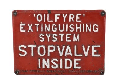 Lot 229 - MID CENTURY CAST IRON STOP VALVE SIGN