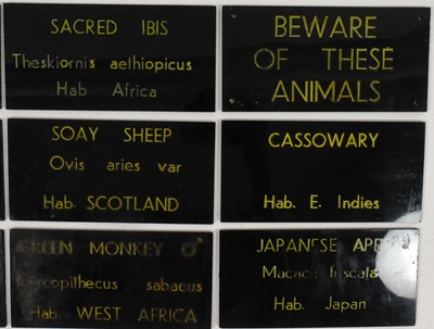Lot 7 - FORMER BRISTOL ZOO GARDENS - VINTAGE ANIMAL ENCLOSURE PLAQUES