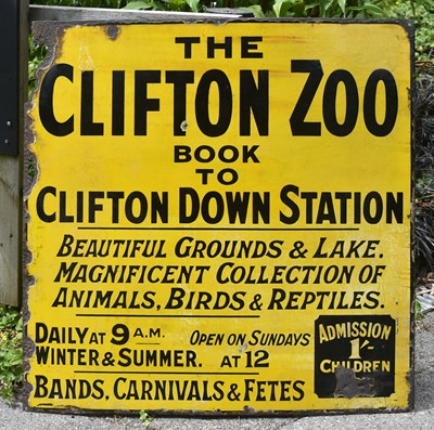 Lot 10 - FORMER BRISTOL ZOO GARDENS - EARLY ZOO ENAMEL SIGN