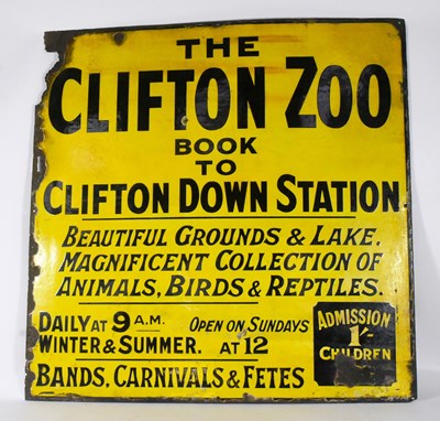 Lot 10 - FORMER BRISTOL ZOO GARDENS - EARLY ZOO ENAMEL SIGN