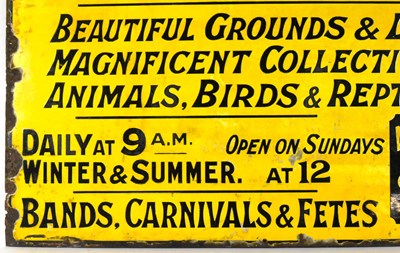 Lot 10 - FORMER BRISTOL ZOO GARDENS - EARLY ZOO ENAMEL SIGN