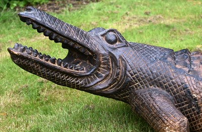 Lot 11 - FORMER BRISTOL ZOO GARDENS - LARGE HARDWOOD CROCODILE